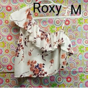 Roxy floral cold shoulder/off shoulder cropped top, small